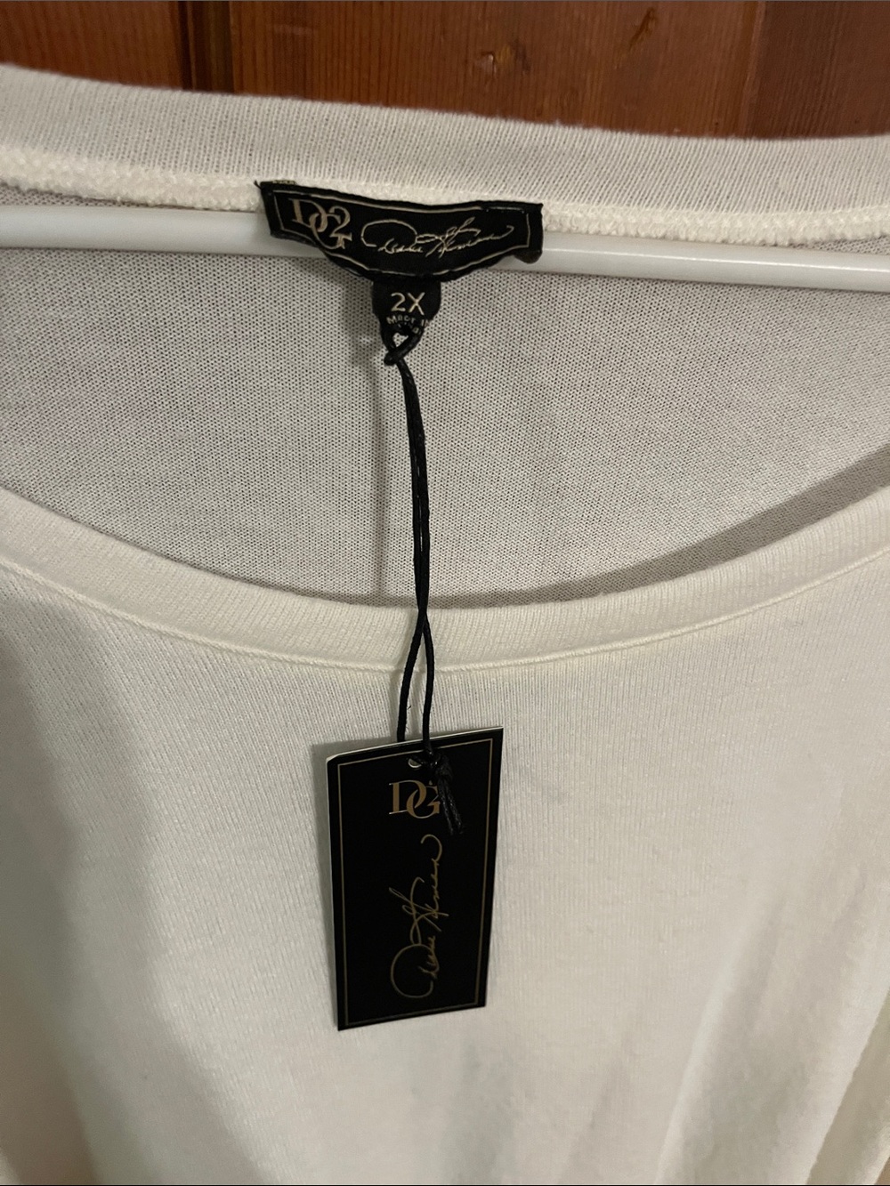 DG2 by Diane Gilman White Long Sleeve Knit sweater- 2X